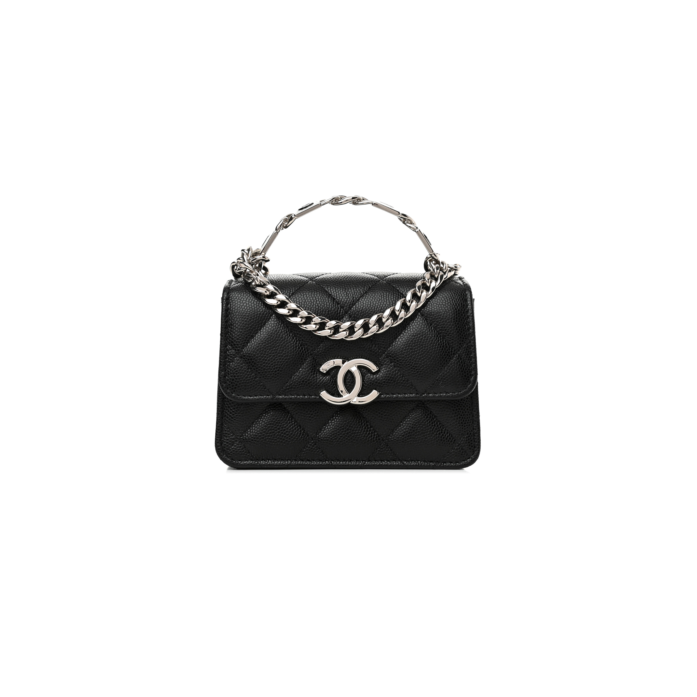 CHANEL CAVIAR QUILTED PICK ME UP CLUTCH WITH CHAIN BLACK (13*9.5*6cm) 